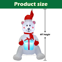 Décoration de Noël extérieure en forme d'ours polaire gonflable en polyester écologique, avec éclairage LED, étanche IP44, 4 pieds, idéal comme cadeau