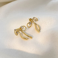 Boucles d'oreilles en diamant cloutées Sweet Bow Joyas De Acero Inoxidable Al Por Mayor Boucles d'oreilles minimalistes en acier inoxydable à la mode