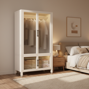 <span class=keywords><strong>Armadio</strong></span> Moderno in Acciaio per Camera da Letto, Larghezza 100cm, Alta Capacità, Armadietto Regolabile e Smontabile, Rinforzato in Acciaio al Carbonio Spesso - Product Image 2