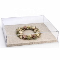 Boîte à Ombre en Acrylique Transparente 3D, Cadre de Présentation Profond avec Passe-Partout en Tissu de Lin, Vitrine Anti-Poussière Transparente pour Œuvres d'Art et Décoration Intérieure