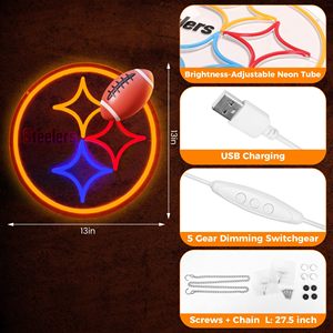 Enseigne néon LED de l'équipe de football pour décoration murale, décoration de man cave, chambre, salle de jeux, enseignes néon pour les fans garçons, <span class=keywords><strong>anniversaire</strong></span>, Noël - Product Image 3