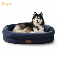 Kinghon Bolster Hundebett Wasserdichter Kristallstoff Eierkarton-Orthopädischer Schaumstoff Modernes Cartoon-Design Abnehmbarer Bezug für