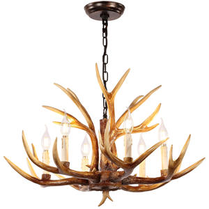 HFBH Lámpara colgante de resina marrón Candelabros Luces Barras de cocina Retro Tradicional Cuerno de ciervo Forma Industrial Vintage Moderno - Product Image 2