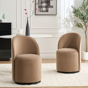 Sedia Girevole a Pozzetto Imbottita in Tessuto di Velluto dal Design Moderno per <span class=keywords><strong>Sala</strong></span> <span class=keywords><strong>da</strong></span> <span class=keywords><strong>Pranzo</strong></span> e Soggiorno - Product Image 2