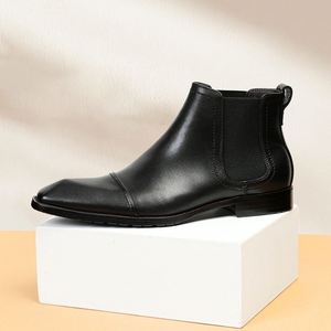 Botas de Hombre con Punta Cuadrada, Estilo Británico Retro, Casuales y Elegantes, Botas de Tobillo Formales de Negocios de Alta Calidad - Product Image 4
