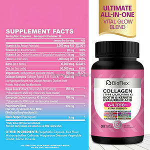 <span class=keywords><strong>Amazon</strong></span> vendita calda Logo personalizzato vitale Glow Blend sbiancamento della pelle collagene capsule integratore con biotina cheratina acido ialuronico - Product Image 5