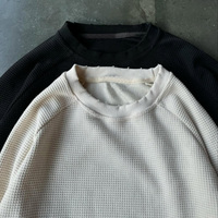 Camiseta Oversize de Hombre Personalizada de 300 g/m² con Estampado Digital, Estilo Waffle Boxy, Manga Larga, Casual, Streetwear, Venta al por Mayor, de Gran Gramaje