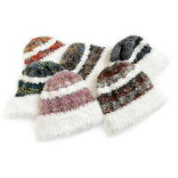 Chapeau avec logo personnalisé, patchwork multicolore, bonnet en tricot fourré, épais, doux au toucher, chaud, confortable, tendance, pour l'hiver, à porter tous les jours, bonnets d'hiver