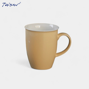 Tốt Trung Quốc sứ gốm màu be màu vàng kem rắn màu men cốc cà phê Wit bùng rim hình dạng cho văn phòng buổi chiều Trà Cafe - Product Image 1