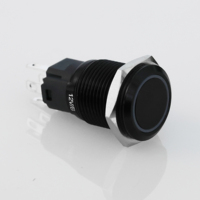 Lantir 10A cincin LED saklar daya 16mm arus besar mengunci sendiri tombol logam saklar On-Off simbol plastik bahan IP65 tingkat