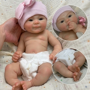 Poupée <span class=keywords><strong>Reborn</strong></span> Fille en Silicone Intégral de 13 Pouces, Réaliste, à Bouche Ouverte, Jouet Doux avec Accessoires d'Alimentation - Product Image 1