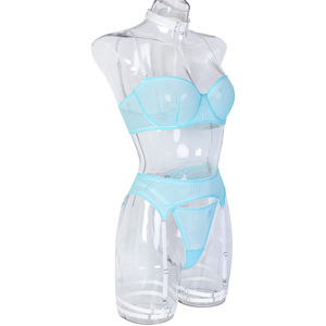 Sexy Lenceria Woman Transparent Underwear Erotic 3 Piece Lingerie Set Fotos De Mujeres De Espalda Tanga - Product Image 4