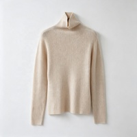 Pull en cachemire pur 100% pour femme Tyan, col roulé, toucher doux, coupe ajustée, côtelé, couleur unie