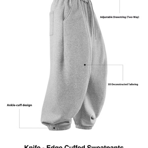 Pantalon polaire décontracté pour homme, coupe large, pour sports d'hiver, taille 32, nouveau design American Blade Leg, taille mi-haute, devant plat, en tissu peigné - Product Image 2