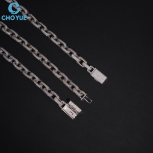 Collar de Moissanita, Plata 925, Bañado en Rodio, Corte Brillante Redondo, Engaste Pavé, Cadena de Eslabones, Unisex, Lujo, Certificado GRA - Product Image 3