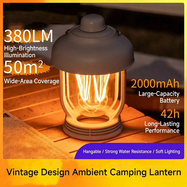 N88 Vintage Style Dimmable Rechargeable Waterproof Hanging Portable USB Charging Warm Light Retro Superior Camping Lantern LED