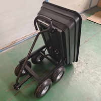 Brouette à cadre en acier pour camion cargo facile à déplacer avec conteneur à roulettes à quatre roues Remorque utilitaire Chariot de jardin à benne basculante pour usage domestique