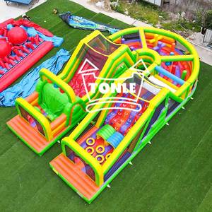 Thương mại giá rẻ dành cho người lớn và trẻ em trò chơi ngoài trời trở ngại Inflatable khóa học để bán - Product Image 5