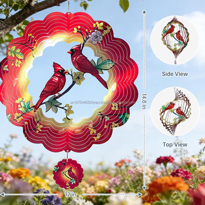 Magnifique éolienne de jardin en acier inoxydable, éolienne 3D en forme d'oiseau, sculpture éolienne pour la cour, le patio, la décoration extérieure suspendue, cadeau - Product Image 5