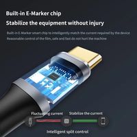 Cable de Alimentación USB C a USB C de Alta Calidad 5A, Cable de Datos Trenzado de Nailon TIPO C 3.1, Cable de Transmisión de Datos 4K HD