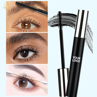 Cils noirs vegan en fibres crème, longue durée, résistants à l'eau et aux bavures, à modelage rapide, épaississants, courbés et allongeants, personnalisables en gros pour OEM