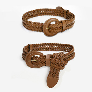 महिला की सर्दियों स्वेटर सजावट विस्तृत लट बुना असली लेदर बेल्ट - Product Image 3