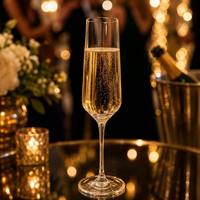 Flûte à champagne élégante transparente soufflée à la main en cristal sans plomb pour mariage, toast, fête, cadeau, logo personnalisé