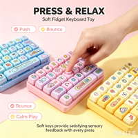 Jouet sensoriel anti-stress portable à 26 boutons imprimé aliments de dessin animé, clavier à presser, pour garçons et filles, idéal pour les fêtes