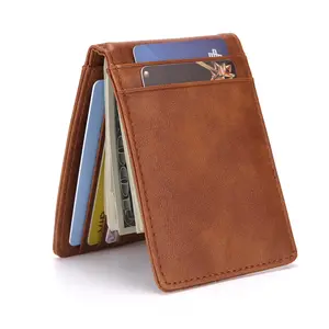 Мужской тонкий кожаный кошелек с RFID-защитой и логотипом на заказ, 2022
