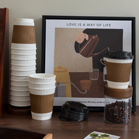 Gobelets à café en papier ondulé personnalisés Allwin Packfactory avec logo, isolés, avec couvercles, sûrs, pour la livraison et à emporter