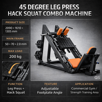 Machine combinée Hack Squat et Leg Press QS Commercial à 45 degrés - Équipement de fitness en acier avec fonctions de sécurité, poids maximal de l'utilisateur 200 kg
