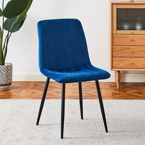 Design de nouvelle qualité bleu <span class=keywords><strong>rose</strong></span> rembourré sans bras en <span class=keywords><strong>velours</strong></span> chaises de cuisine restaurant salle à manger avec pieds en métal - Product Image 2