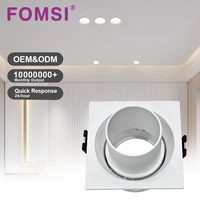 Support de Downlight Carré LED FOMSI Blanc Noir à Angle Réglable pour Ampoules LED MR16, Boîtier de Lampe LED, Cadre de Spot LED GU10 MR16