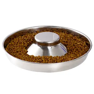 RTS Pet Food Water Bowl Fütterung rutsch feste Bottom Dishes Welpe Langsam fütternde Hunde katze Feeder Edelstahl