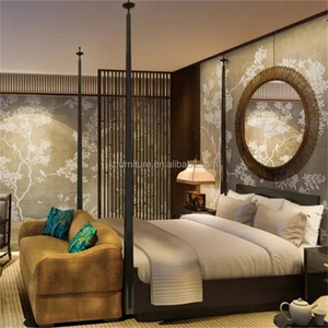 Custom Contemporary 3 Star Hotel Wooden <b>King</b> Bed Frame with Bedding <b>Sheet</b> Set for Boutique Hotel Guest Bedroom Furniture Sets - Product Image 1