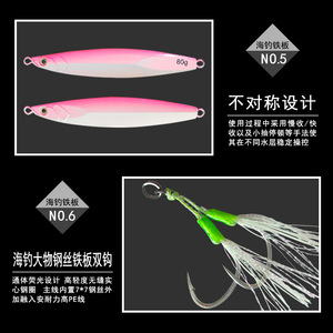 Señuelo Luminoso para Pesca en el Mar, 80g, Diseño Asimétrico, para Macarela y Atún, Cebo de Fondo, Señuelo de Placa de Hierro para Jigging - Product Image 1
