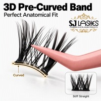 Faux cils pré-collés en grappes, bande courbée, aspect naturel, extensions de cils DIY, vente en gros