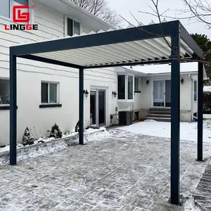 Exterior de aluminio moderno de lujo pabellón motorizado al aire libre jardín Gazebo persiana techo pérgola bioclimática