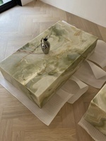 Bloc carré en pierre naturelle, cube vert, table en marbre, décoration d'intérieur, socle en marbre