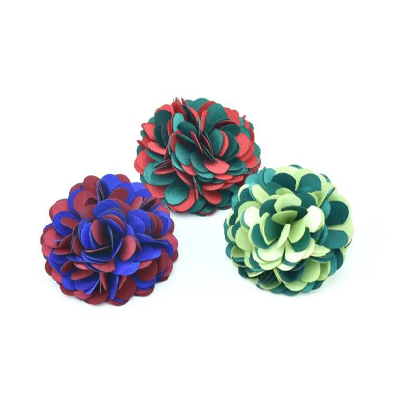 fancy hand made colorful fabric flower decoration brooch lapel pin for women