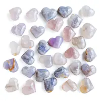Vendita calda pietra preziosa naturale blu quarzo rosa cuore cristallo artigianato popolare intagliato a mano