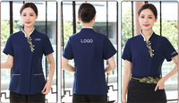 Chemise brodée noire Design personnalisé serveur chemise manteau qualité bar veste hôtel uniforme serveur vêtements serveur uniforme