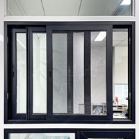 Ventana Corredera de Aluminio AS2047 de Tres Vías con Mosquitera, Resistente a Huracanes, Doble Acristalamiento, Vidrio Tintado de Gran Tamaño para Casa