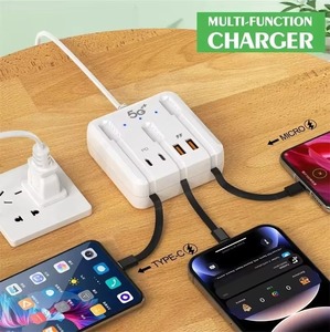 Estación de Carga Rápida USB-C PD QC 3.0 de 4 Puertos con Cables para Hogar y Oficina, Carga de Múltiples Dispositivos - Product Image 3