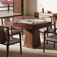Table de Mahjong Électrique Entièrement Automatique Xuanhe en Noyer Noir, Style Chinois Moderne, en Bois Massif pour la Maison