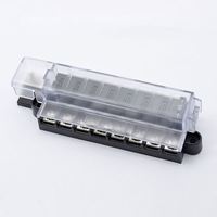 Boîte à fusibles 8 voies, 1 entrée 8 sorties, compacte avec couvercle transparent, bloc de fusibles professionnel pour voiture et bateau