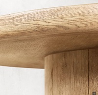 Table basse ronde en bois massif de style américain moderne, design antique, meubles de salon, avec matériau en chêne, rotin et verre