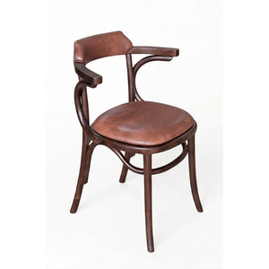 Chaise de café en cuir Bentwood, fabriquée en bois de teck. Parfait pour les salles à manger, les cafés et les salons d'hôtel, son design moderne et organique. - Product Image 5