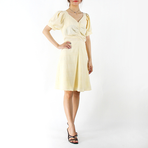 fábrica de <span class=keywords><strong>la</strong></span> manga de <span class=keywords><strong>la</strong></span> burbuja cintura hueco francés retro corbata pliegues damas nueva de encaje de moda casual vestidos - Product Image 4