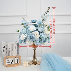 High Quality Light Blue and White Roses <b>Flower</b> Ball Centerpieces for Wedding Table Decorations - Product Image 2